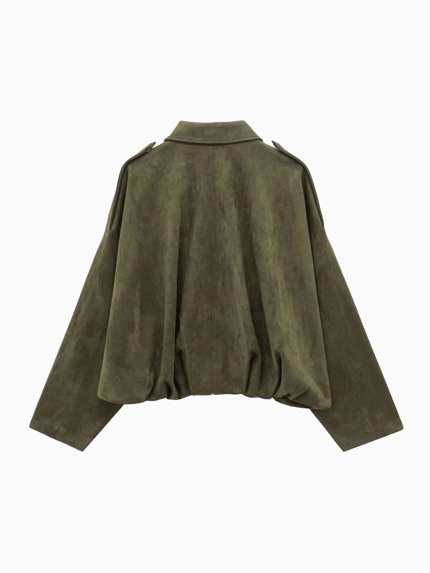 Josette | Damen Kunstwildleder-Bomberjacke mit Kragen, strukturierte Jacke mit Kragen | Nomadnts | Brown