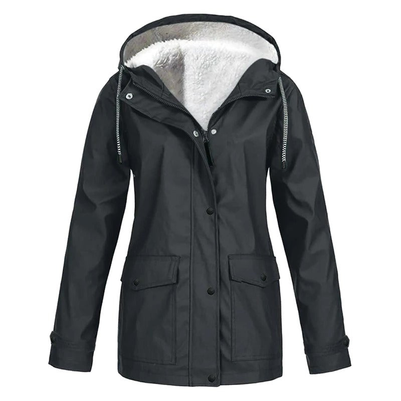 Judith | Damen winddichte Regenjacke mit Kapuze, leichter Herbstmantel | Nomadnts | White
