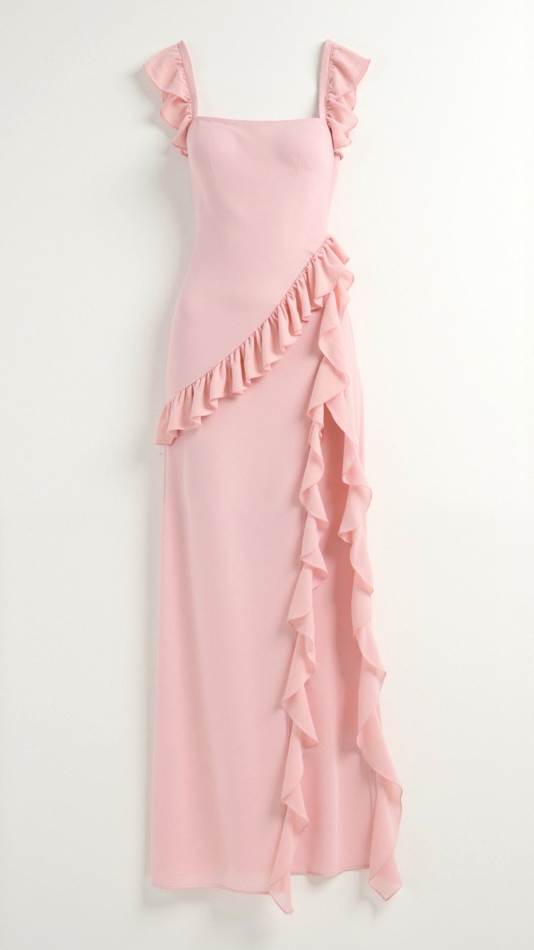 Julia | Damen Rüschen-Maxikleid, Abendkleid mit vorderem Schlitz | Nomadnts | Nomadnts
