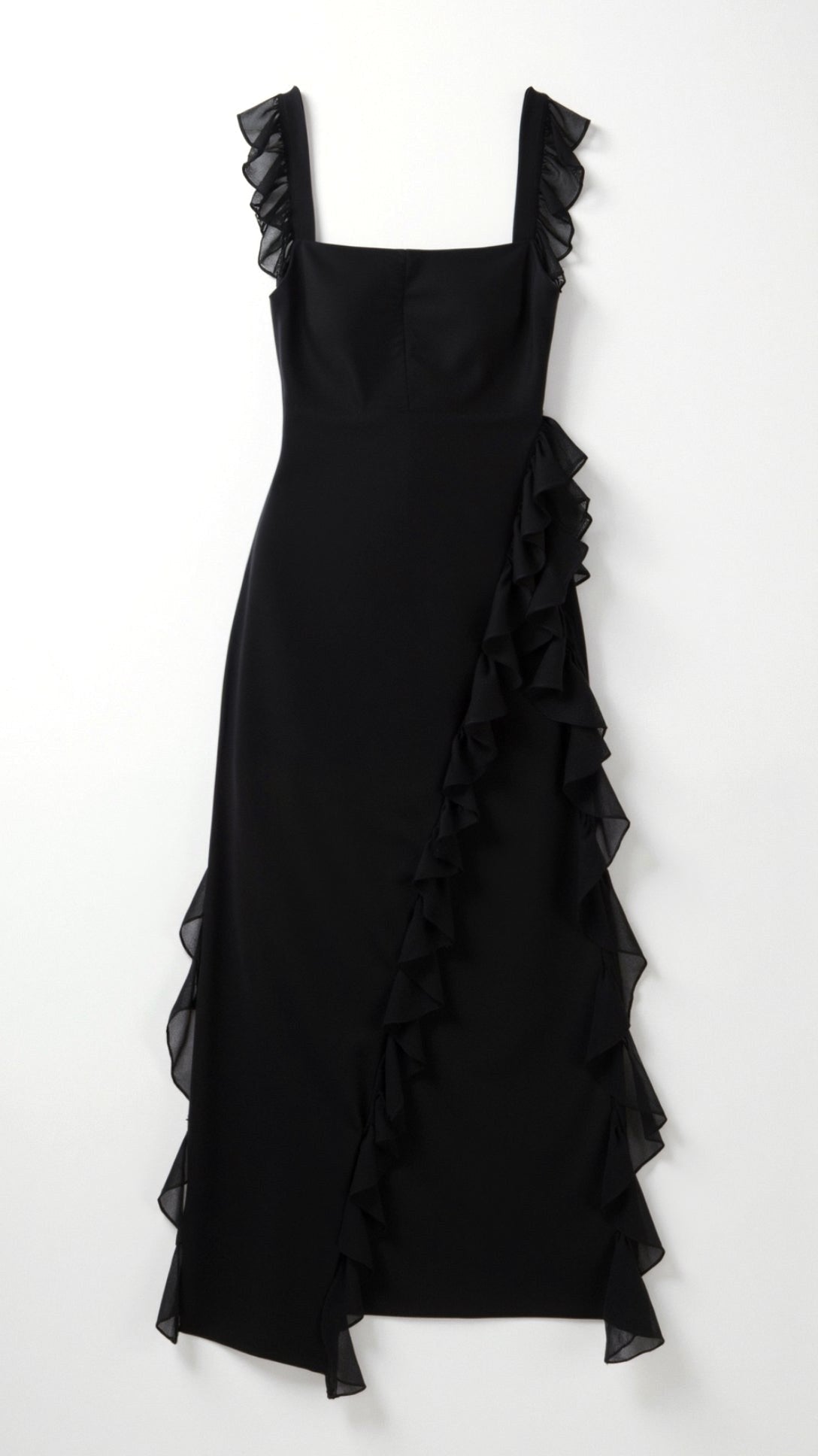 Julia | Damen Rüschen-Maxikleid, Abendkleid mit vorderem Schlitz | Nomadnts | Nomadnts