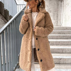 Juliette | Damen Oversized Teddy-Langmantel, Herbstmantel mit weicher Textur | Nomadnts | Beige