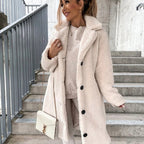 Juliette | Damen Oversized Teddy-Langmantel, Herbstmantel mit weicher Textur | Nomadnts | White