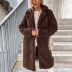 Juliette | Damen Oversized Teddy-Langmantel, Herbstmantel mit weicher Textur | Nomadnts | Dark Brown