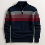 Justin | Herren-Baumwollpullover mit Streifenmuster und Rundhalsausschnitt | Nomadnts | Marineblau