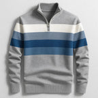 Justin | Herren-Baumwollpullover mit Streifenmuster und Rundhalsausschnitt | Nomadnts | Grau