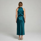 Karin | Drapierte Midi-Kleid mit Wickeltop und hohem Ausschnitt, ärmelloses Abendkleid | Nomad NTS