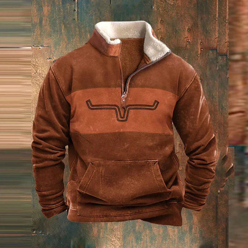 Kieran | Herren Fleece-Pullover mit halbem Reißverschluss im Western-Stil, sherpa-gefütterter Pullover | Nomadnts | Nomadnts