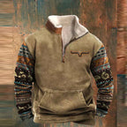 Kieran | Herren Fleece-Pullover mit halbem Reißverschluss im Western-Stil, sherpa-gefütterter Pullover | Nomadnts | Nomadnts