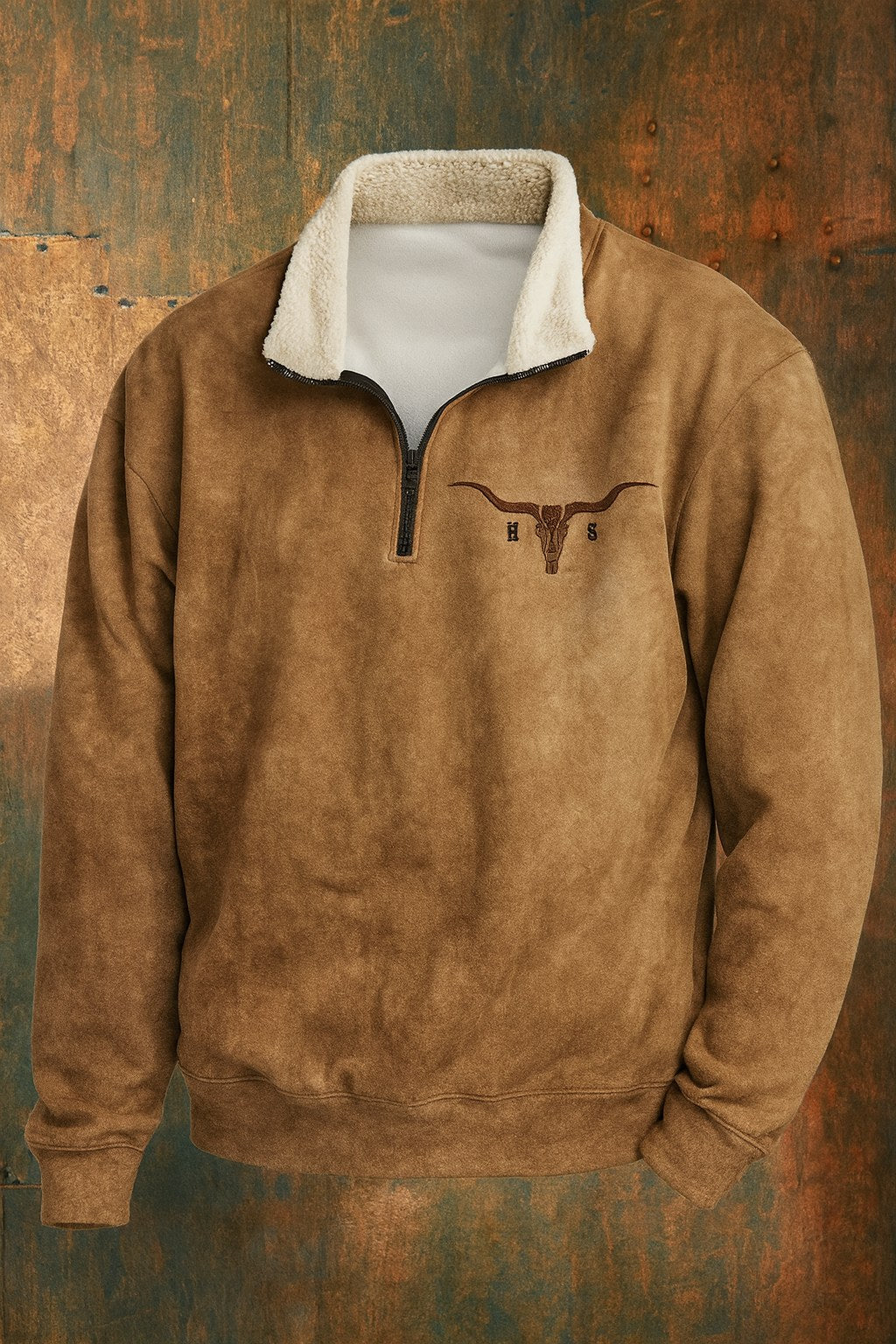 Kieran | Herren Fleece-Pullover mit halbem Reißverschluss im Western-Stil, sherpa-gefütterter Pullover | Nomadnts | Nomadnts
