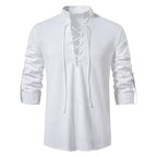 Konrad | Leinen-Hemd Herren mit Halsknoten-Detail, Boho Leinenhemd | Nomad NTS