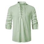 Konrad | Leinen-Hemd Herren mit Halsknoten-Detail, Boho Leinenhemd | Nomad NTS
