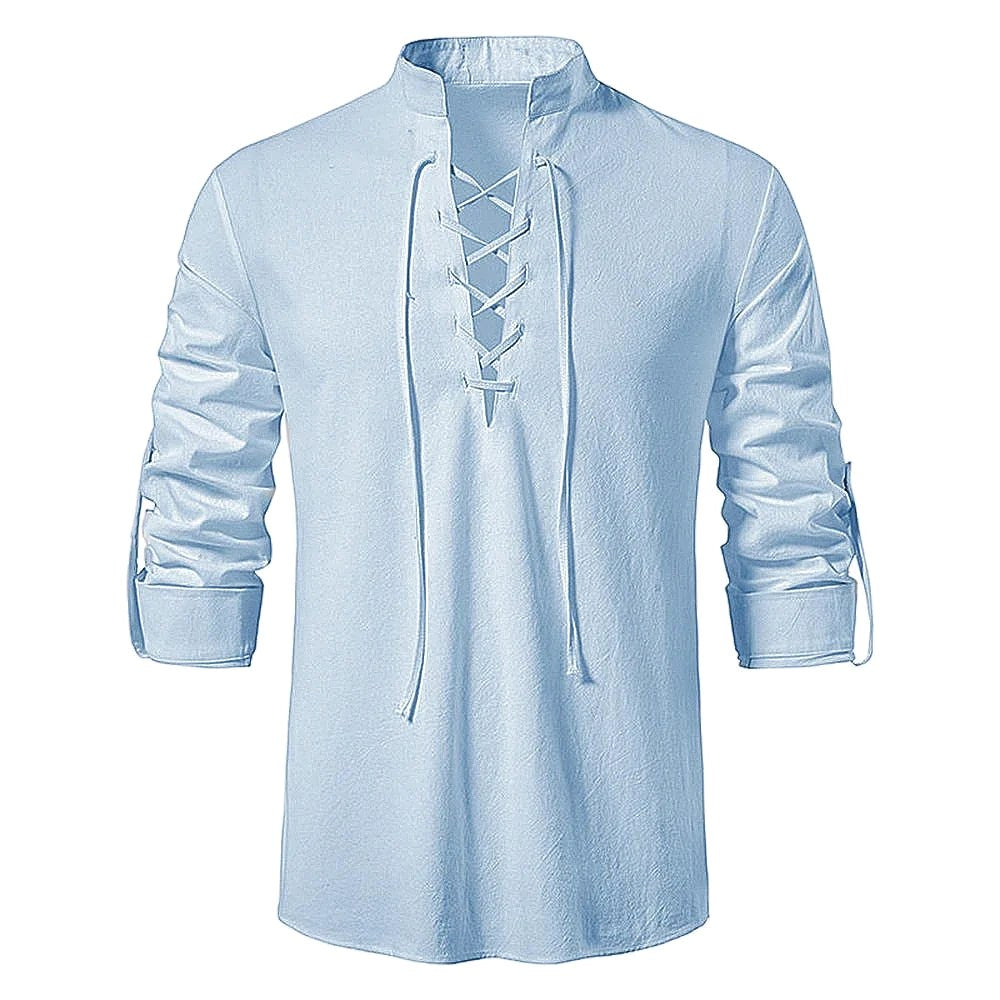 Konrad | Leinen-Hemd Herren mit Halsknoten-Detail, Boho Leinenhemd | Nomad NTS