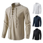 Konrad | Leinen-Hemd Herren mit Halsknoten-Detail, Boho Leinenhemd | Nomad NTS