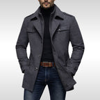 Kurt | Herrenwollmantel mit strukturiertem Schnitt, Eleganter Wollmantel für Herbst | Nomad NTS | Grey