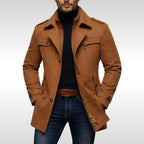 Kurt | Herrenwollmantel mit strukturiertem Schnitt, Eleganter Wollmantel für Herbst | Nomad NTS | Brown