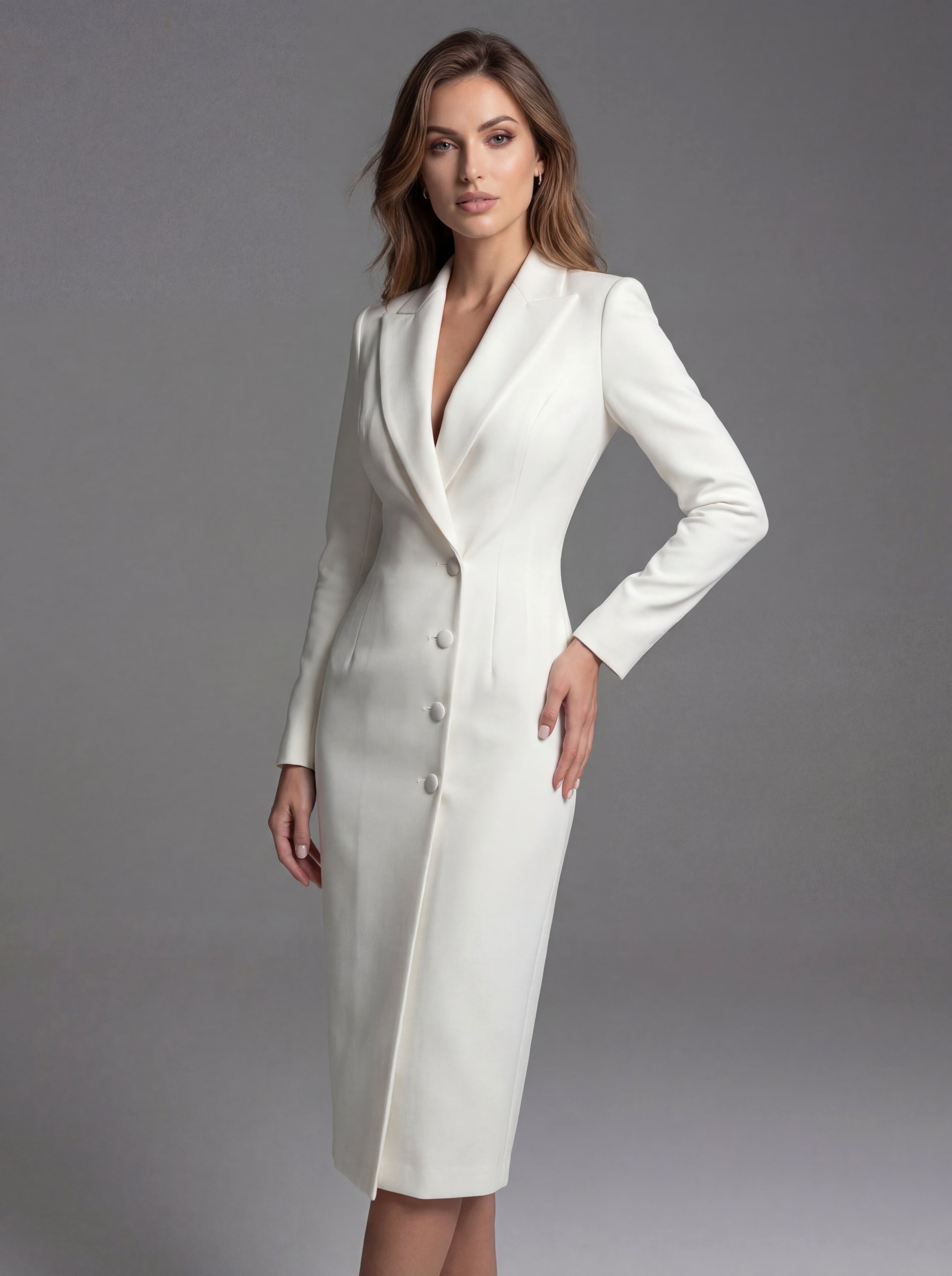 Laurine | Damen tailliert geschnittenes Blazer-Midikleid, strukturiertes Midikleid | Nomadnts | Nomadnts