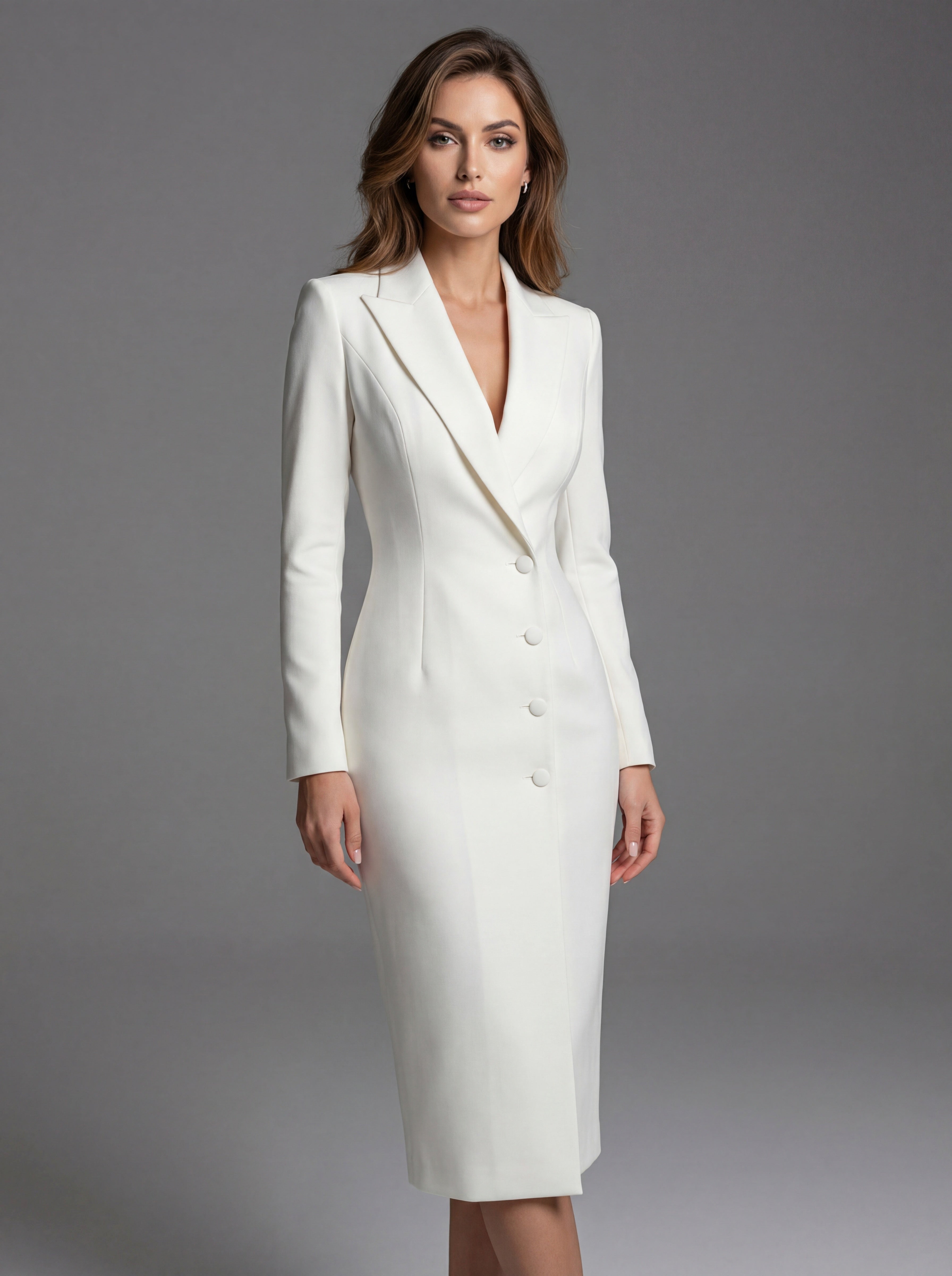 Laurine | Damen tailliert geschnittenes Blazer-Midikleid, strukturiertes Midikleid | Nomadnts | Nomadnts
