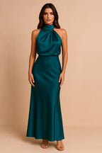 Lena | Damen Midikleid mit drapiertem Ausschnitt, elegantes Anlasskleid | Nomadnts | Nomadnts
