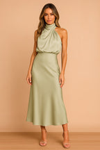 Lena | Damen Midikleid mit drapiertem Ausschnitt, elegantes Anlasskleid | Nomadnts | Nomadnts