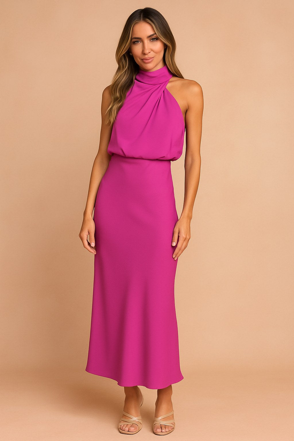 Lena | Damen Midikleid mit drapiertem Ausschnitt, elegantes Anlasskleid | Nomadnts | Nomadnts