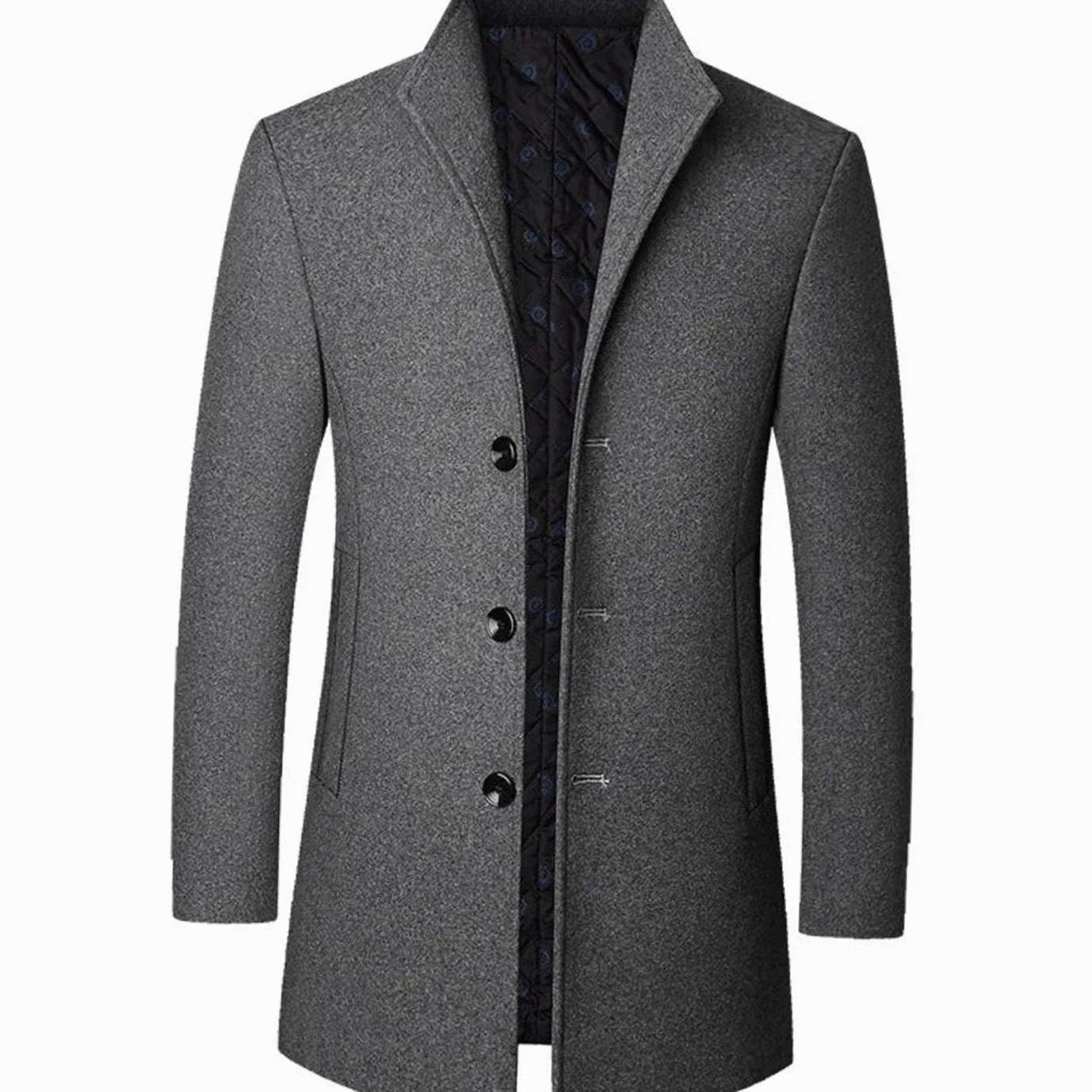 Leopold | Herren-Wollmantel mit Tailored-Schnitt, Eleganter Übergangsmantel | Nomad NTS | Grey