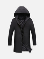 Liam | Herren-Wintermantel mit Isolierung, mittellanger warmer Mantel | Nomadnts | Schwarz