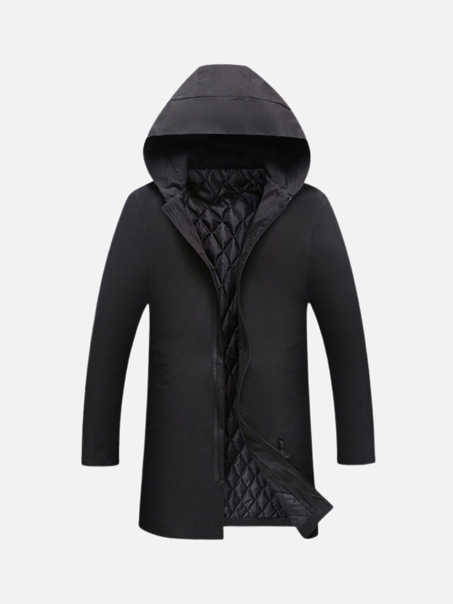 Liam | Herren-Wintermantel mit Isolierung, mittellanger warmer Mantel | Nomadnts | Schwarz