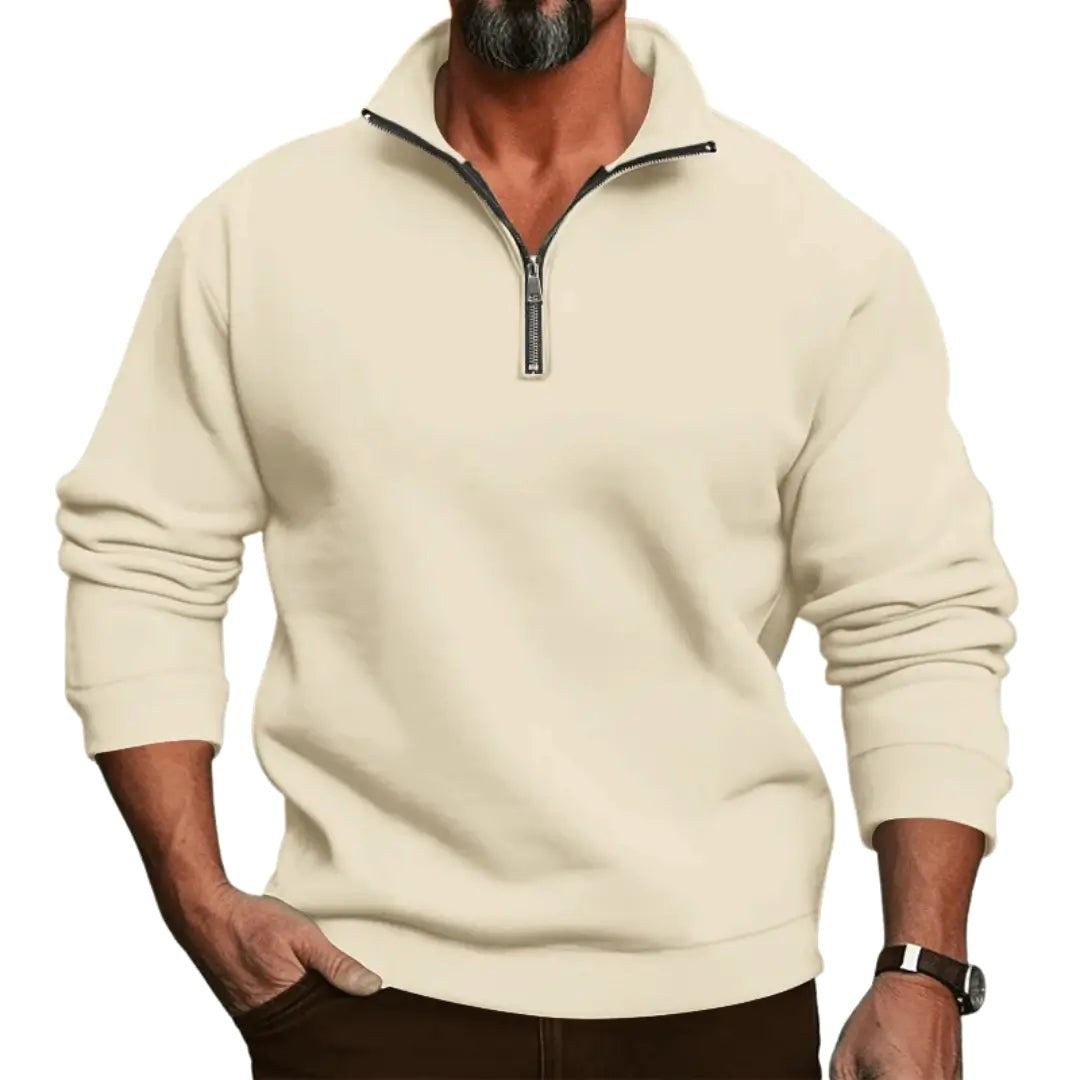 Lorenz | Herren-Pullover mit Reißverschluss, Leichter Strickpullover | Nomad NTS | Light grey