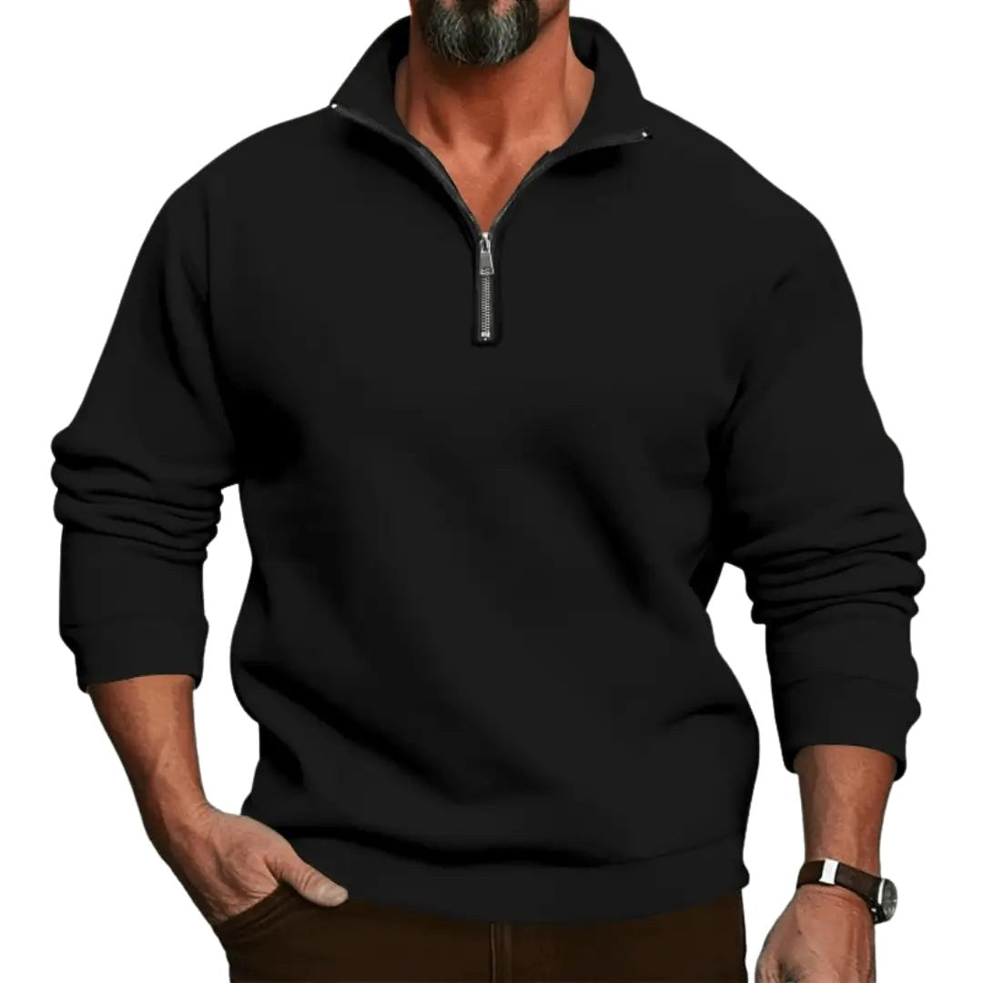 Lorenz | Herren-Pullover mit Reißverschluss, Leichter Strickpullover | Nomad NTS | Dark grey