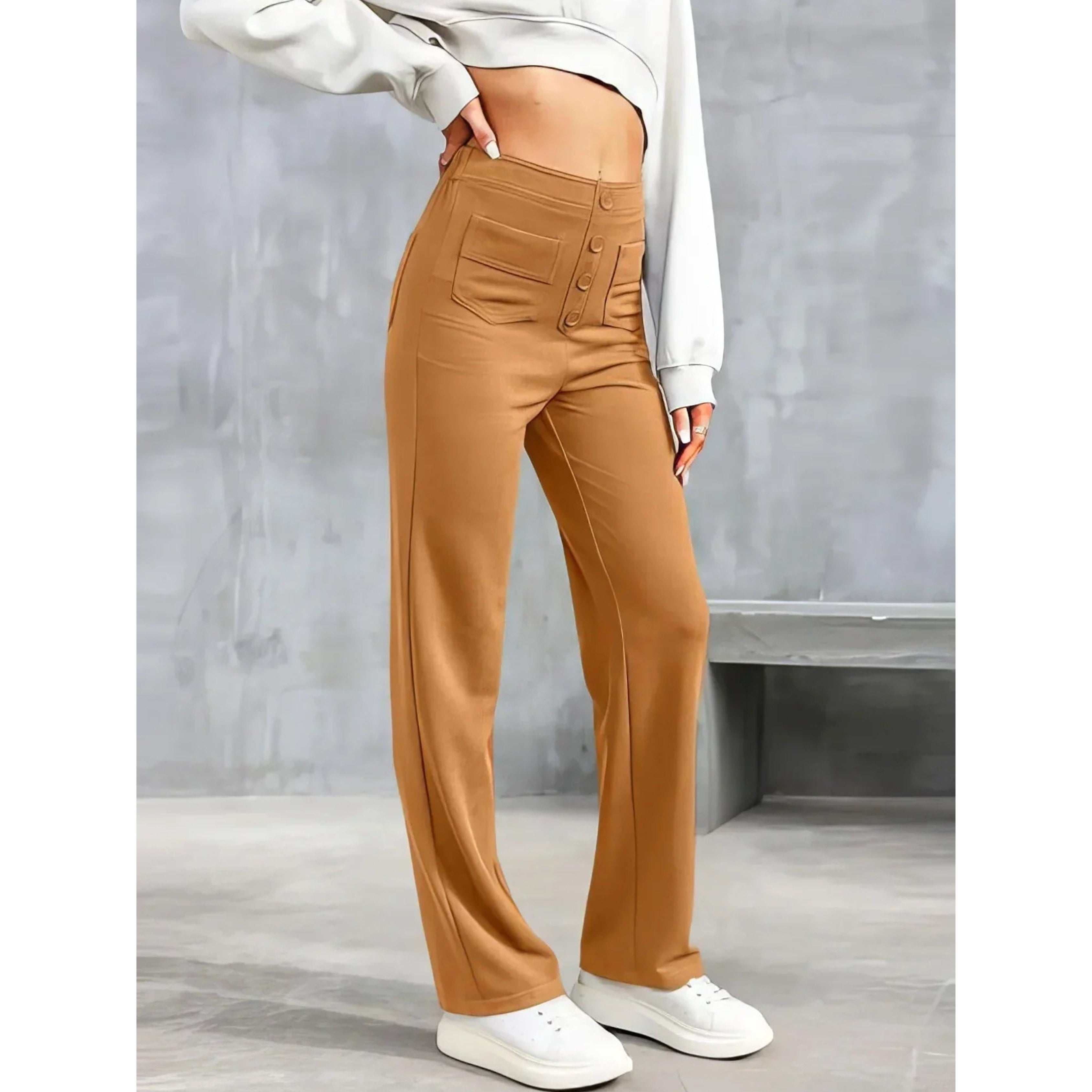Lottie | Damen Stretch-Hose mit hoher Taille, bequeme Alltagshose | Nomadnts | Nomadnts