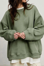 Lucienne | Damen Oversized Sweatshirt mit Rundhalsausschnitt, locker geschnittener Pullover | Nomadnts | Light Grey