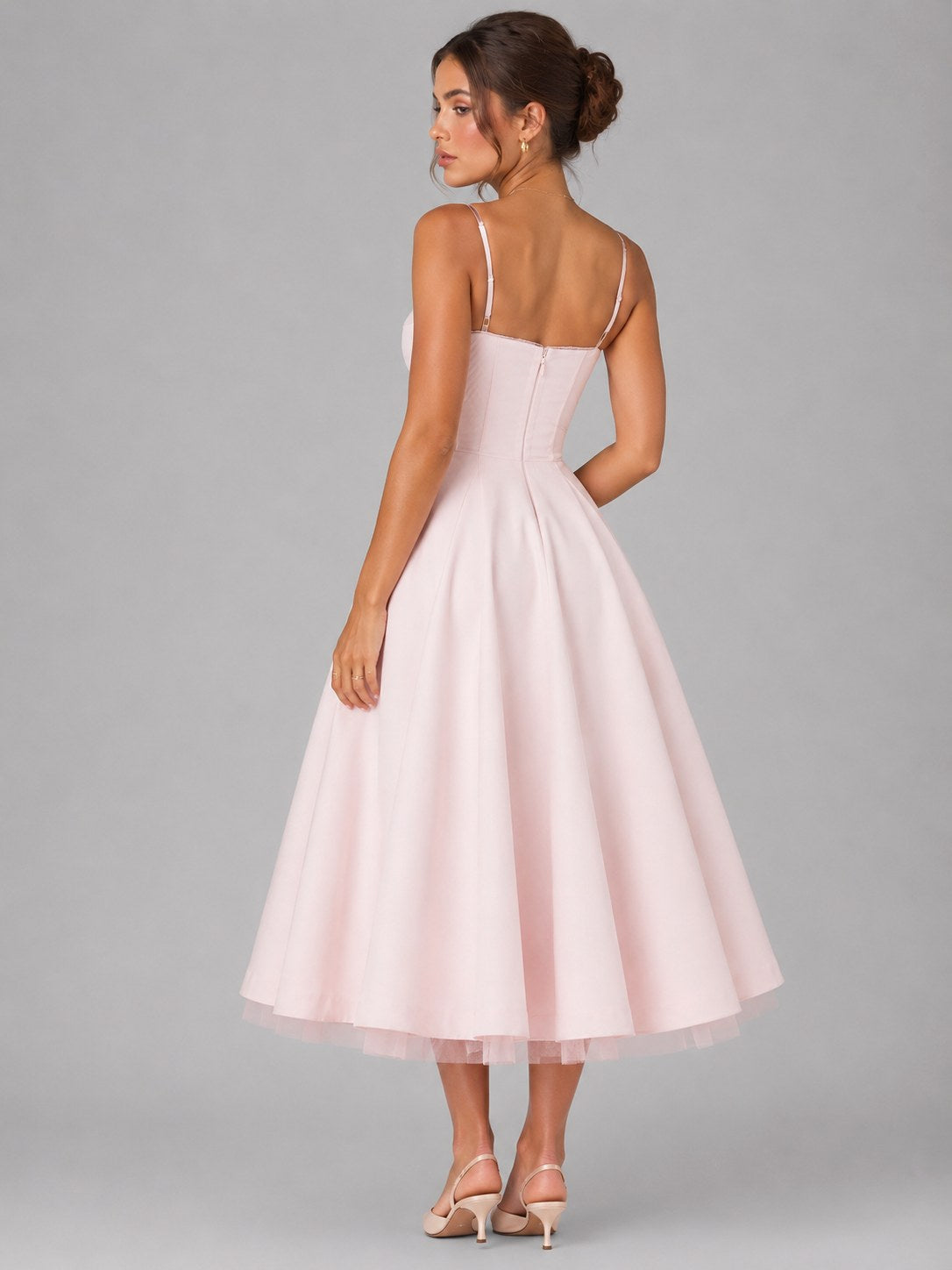 Lucy | Damen Corset-Midikleid mit vollem Rock und Herzausschnitt, Anlasskleid | Nomadnts | Light Blue