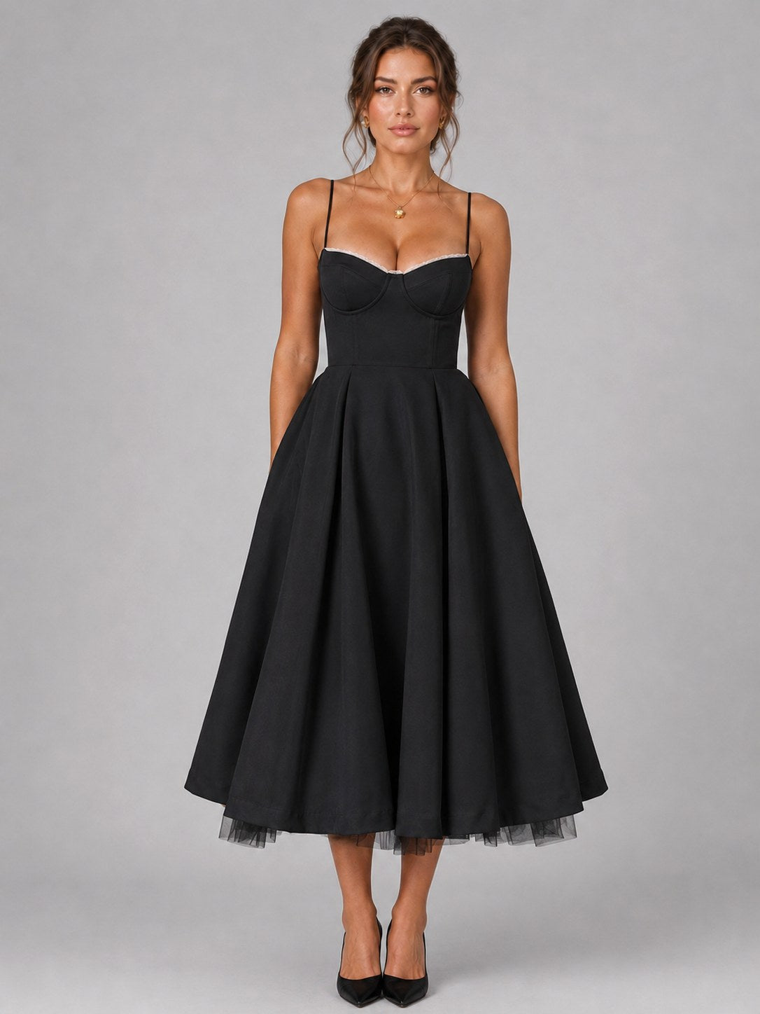 Lucy | Damen Corset-Midikleid mit vollem Rock und Herzausschnitt, Anlasskleid | Nomadnts | Nomadnts