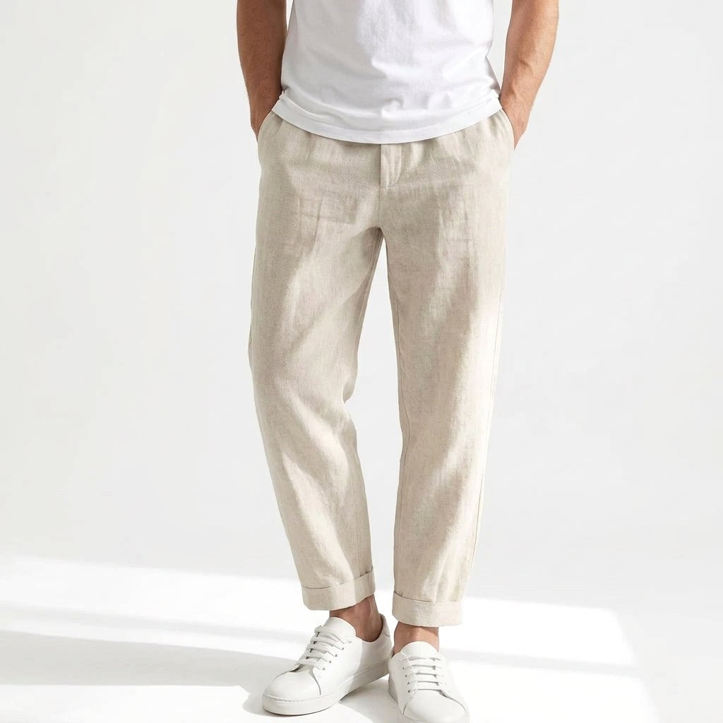 Łukasz | Herrenhose aus Leinen, lockere Passform mit Kordelzug, Sommerhose | Nomad NTS