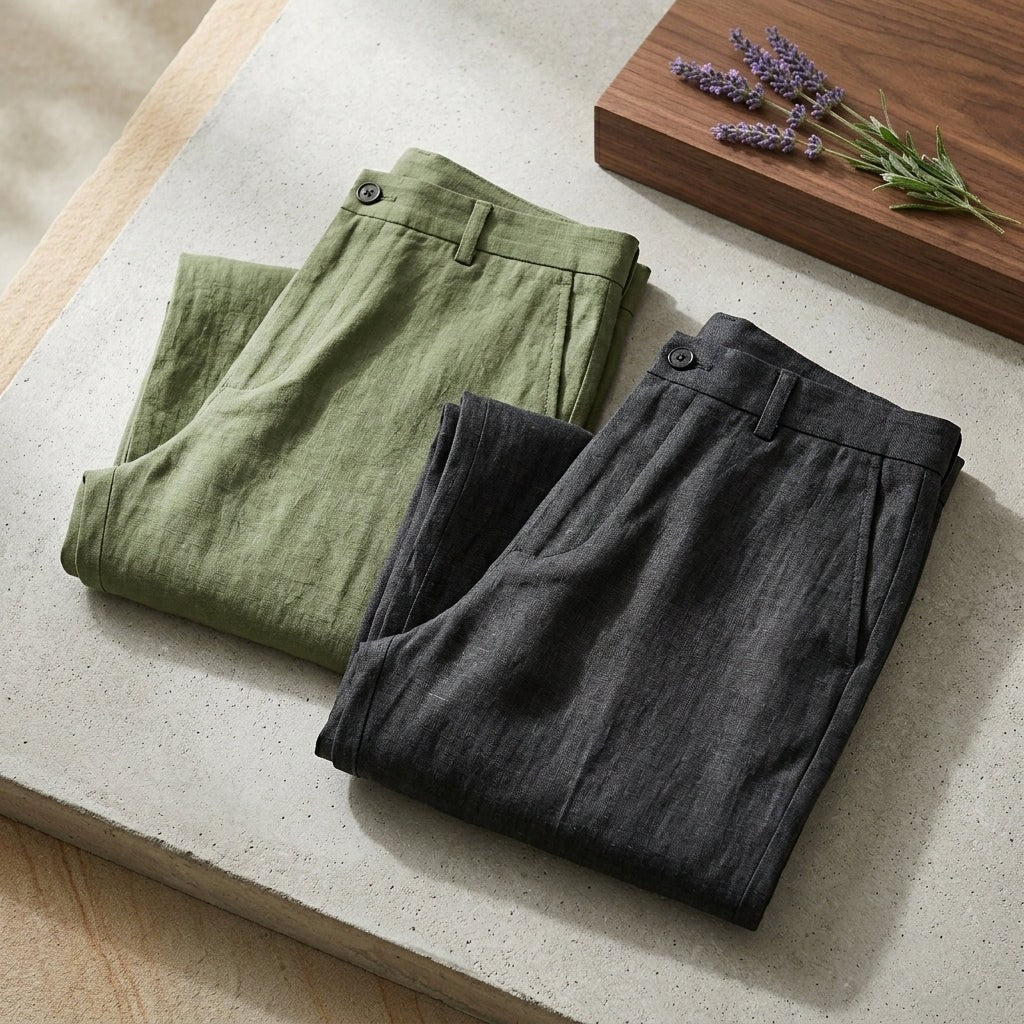 Łukasz | Herrenhose aus Leinen, lockere Passform mit Kordelzug, Sommerhose | Nomad NTS