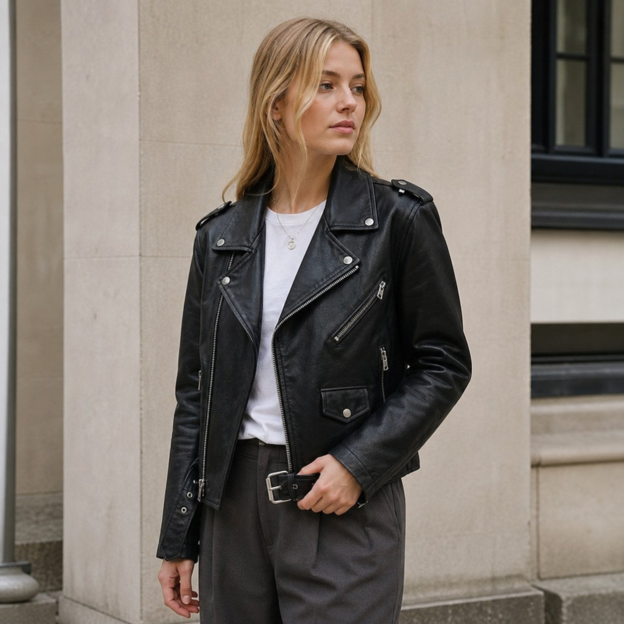 Mabel | Damen Vintage-Lederjacke, eng geschnittene Reißverschluss-Jacke | Nomadnts | Nomadnts