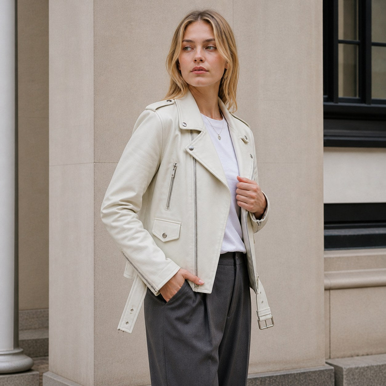 Mabel | Damen Vintage-Lederjacke, eng geschnittene Reißverschluss-Jacke | Nomadnts | Nomadnts