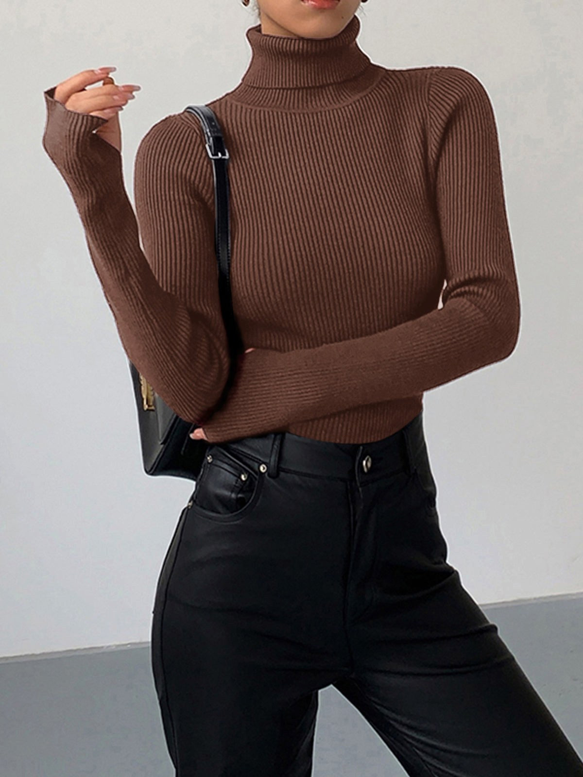 Madeleine | Damen gerippter Rollkragenpullover, strukturierter Strickpullover | Nomadnts | Nomadnts