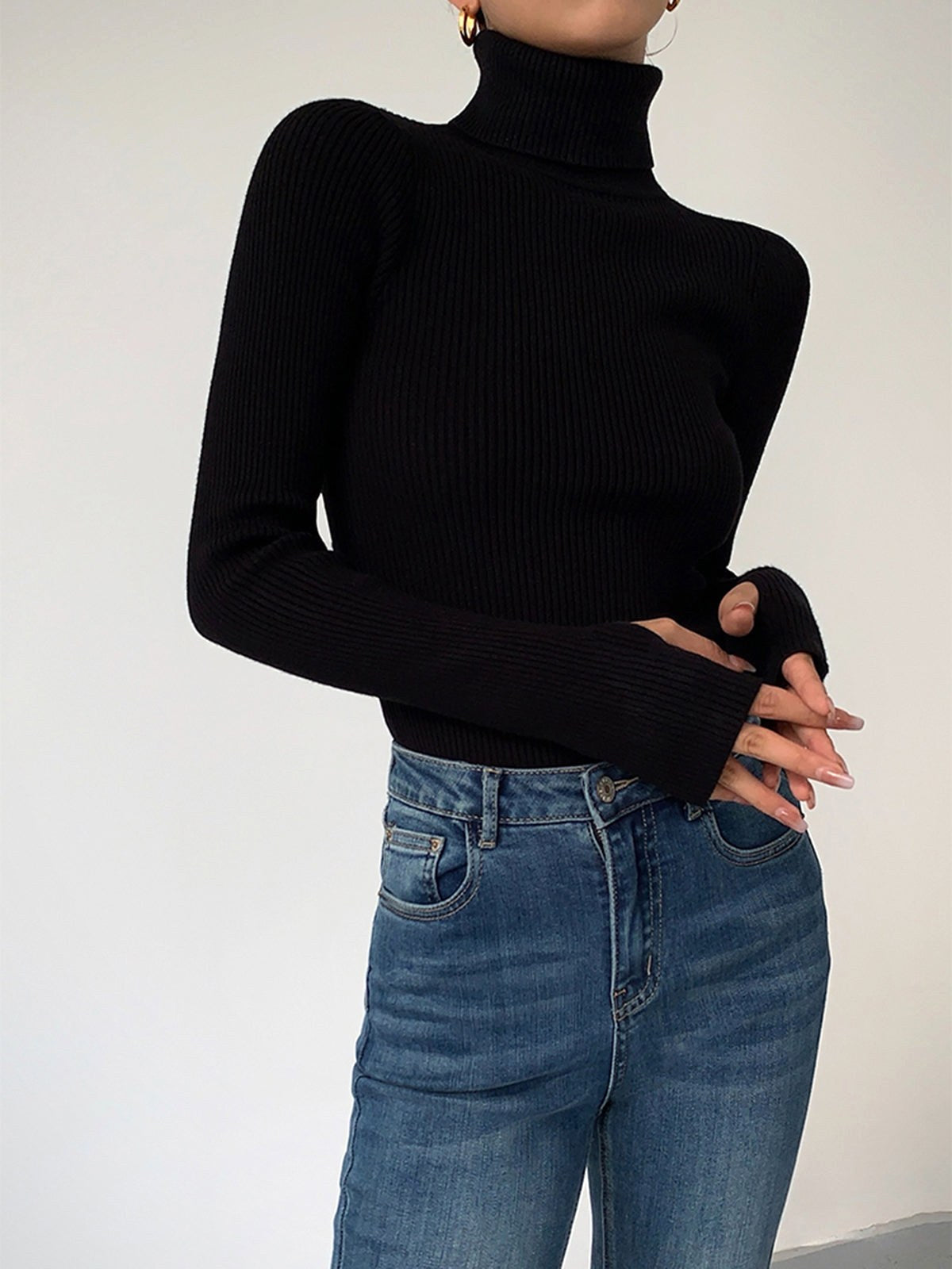 Madeleine | Damen gerippter Rollkragenpullover, strukturierter Strickpullover | Nomadnts | Nomadnts