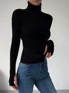 Madeleine | Damen gerippter Rollkragenpullover, strukturierter Strickpullover | Nomadnts | Nomadnts