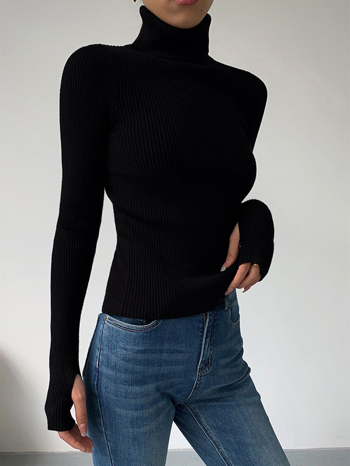 Madeleine | Damen gerippter Rollkragenpullover, strukturierter Strickpullover | Nomadnts | Nomadnts