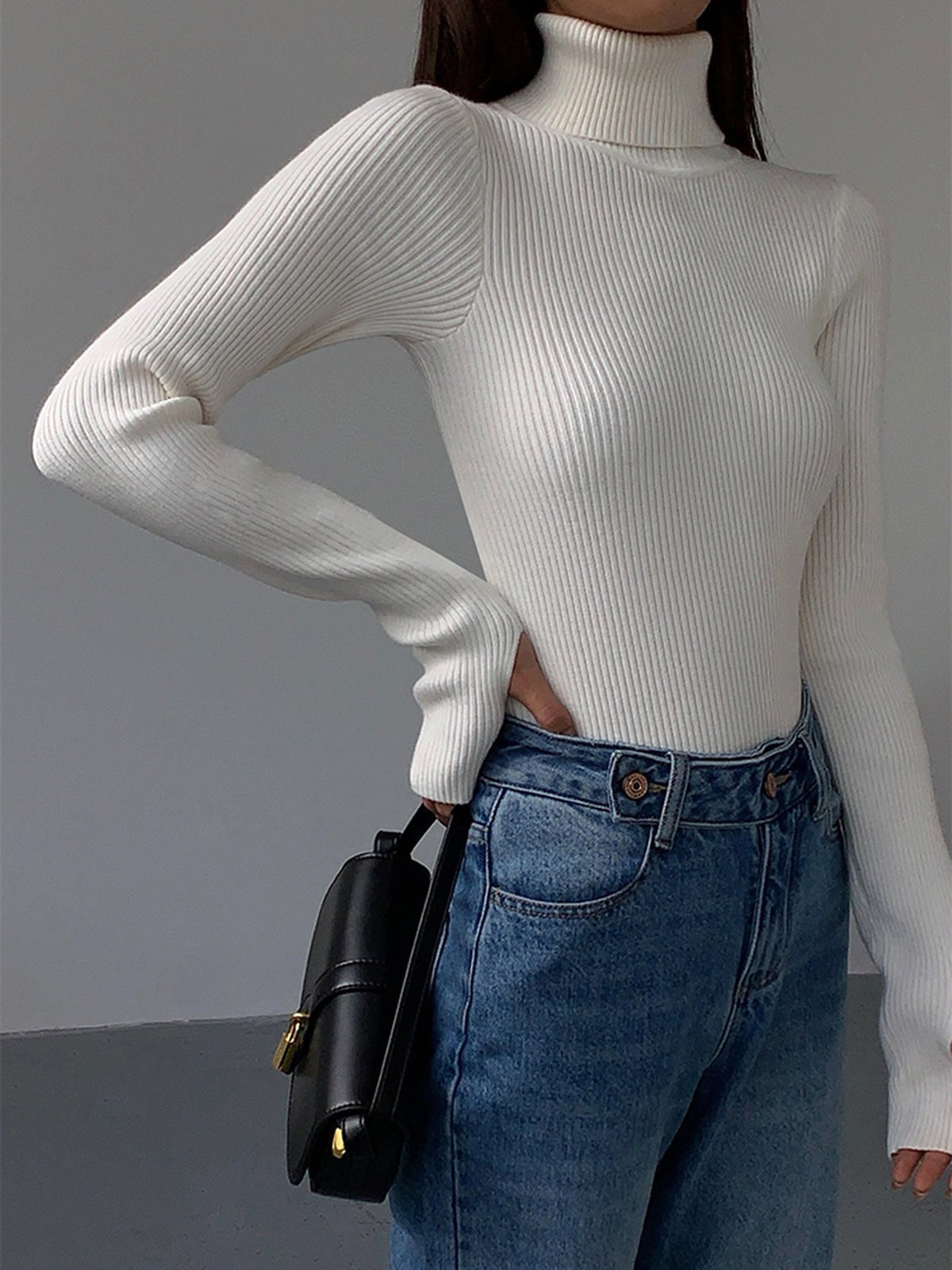 Madeleine | Damen gerippter Rollkragenpullover, strukturierter Strickpullover | Nomadnts | Nomadnts