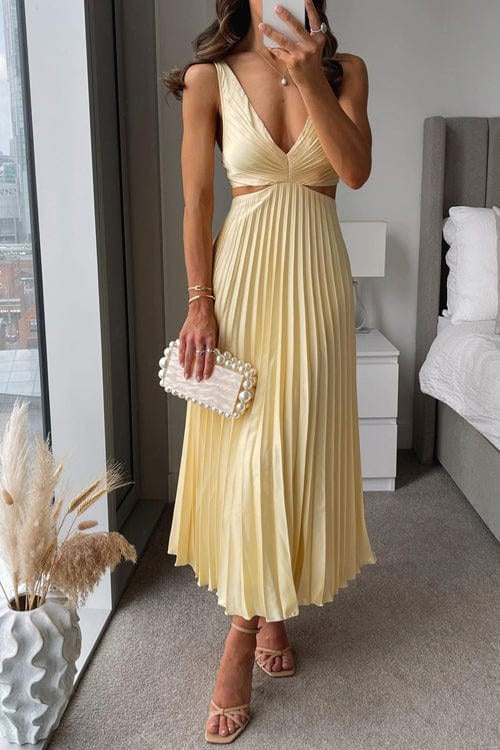 Maeva | Damen plissiertes Satin-Midikleid, fließendes Abendkleid | Nomadnts | Nomadnts