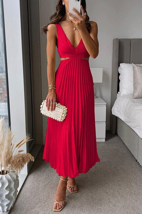 Maeva | Damen plissiertes Satin-Midikleid, fließendes Abendkleid | Nomadnts | Nomadnts