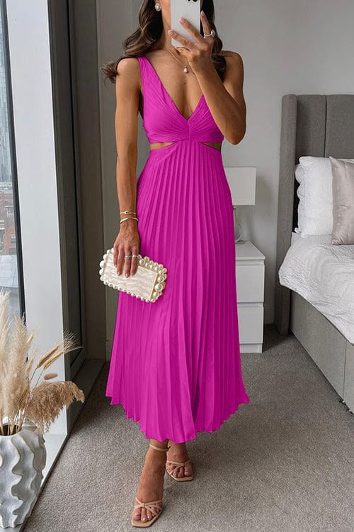 Maeva | Damen plissiertes Satin-Midikleid, fließendes Abendkleid | Nomadnts | Nomadnts