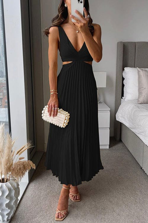 Maeva | Damen plissiertes Satin-Midikleid, fließendes Abendkleid | Nomadnts | Nomadnts