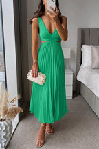 Maeva | Damen plissiertes Satin-Midikleid, fließendes Abendkleid | Nomadnts | Nomadnts