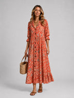 Maisie | Damen bedrucktes Hemdblusenkleid, locker geschnittenes Alltagskleid | Nomadnts | Nomadnts