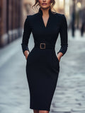 Maja | Damen Midikleid mit Gürteltaille und langen Ärmeln, weiches Strick-Midikleid | Nomadnts | Nomadnts