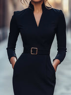 Maja | Damen Midikleid mit Gürteltaille und langen Ärmeln, weiches Strick-Midikleid | Nomadnts | Nomadnts